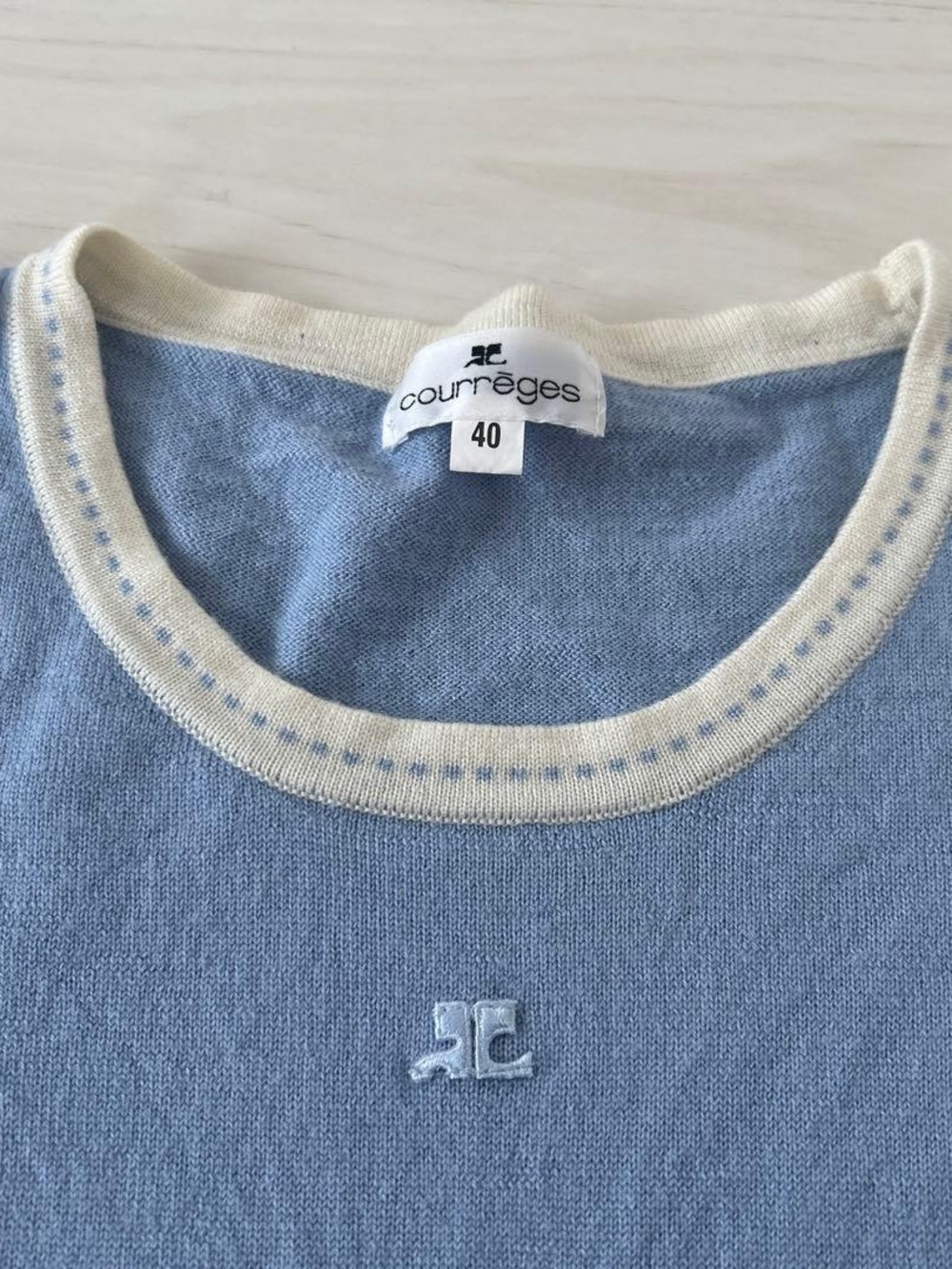 Courrèges Light Blue 100% Wool Top